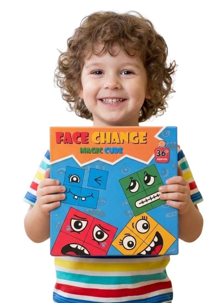 Premium Face Change Magic Cube Puzzle – Funny Expression Blocks Educational Toy for Kids Brain Development - Image 2